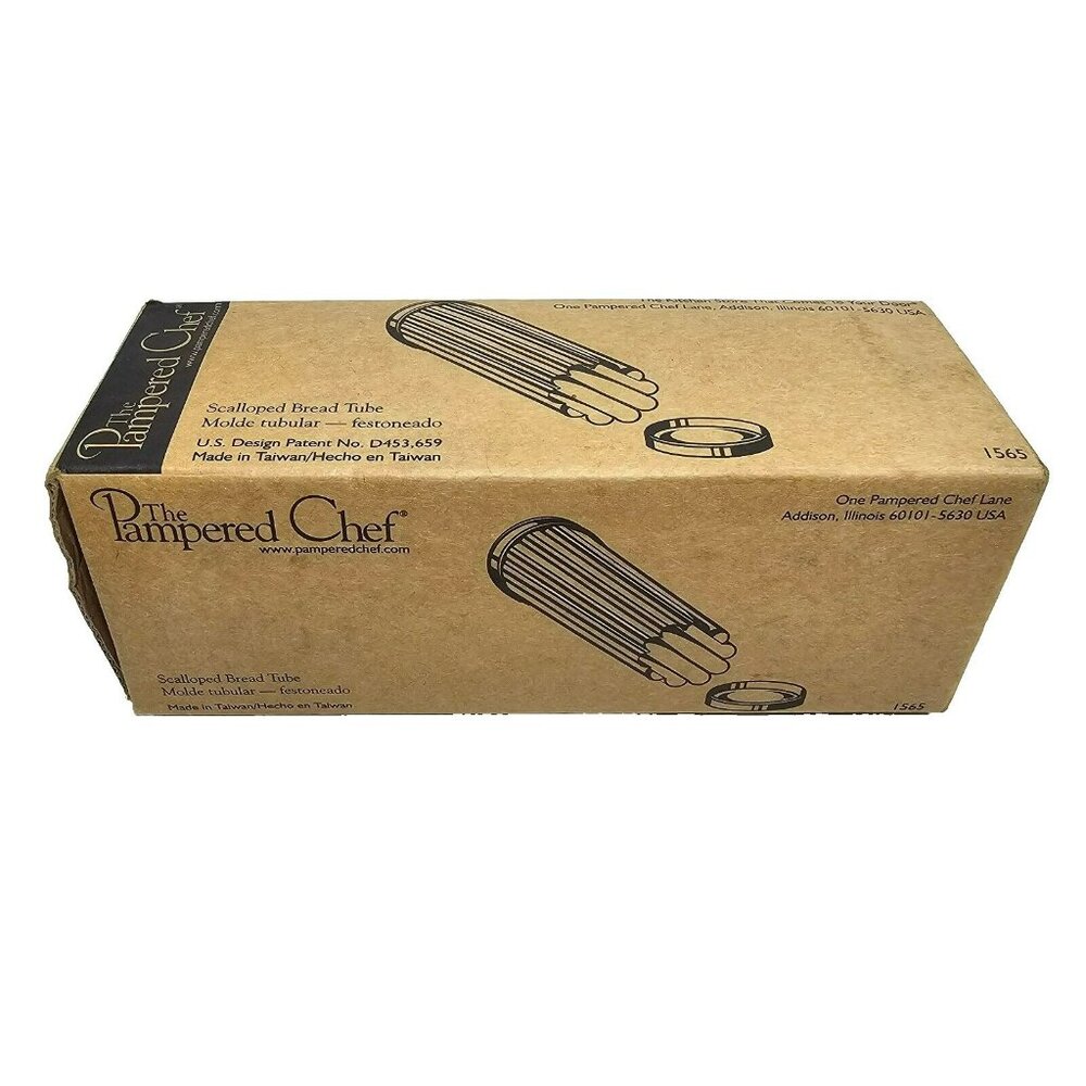 The Pampered Chef 1565 Stainless Steel Scalloped Bread Tube Pan New in Box